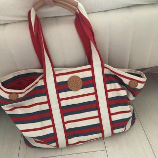 トリーバーチ(Tory Burch)の美品 TORY  BURCH   トリーバーチ バッグ  カラフル ボーダー 夏(トートバッグ)