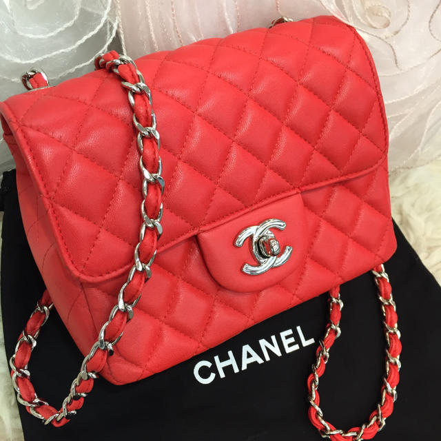 ☆超美品☆CHANEL ミニマトラッセ ラムスキン 赤系(朱色)