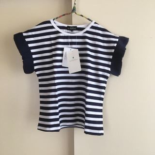 ユナイテッドアローズグリーンレーベルリラクシング(UNITED ARROWS green label relaxing)の新品★グリーンレーベルリラクシング★ボーダー袖フリルTシャツ★105(Tシャツ/カットソー)