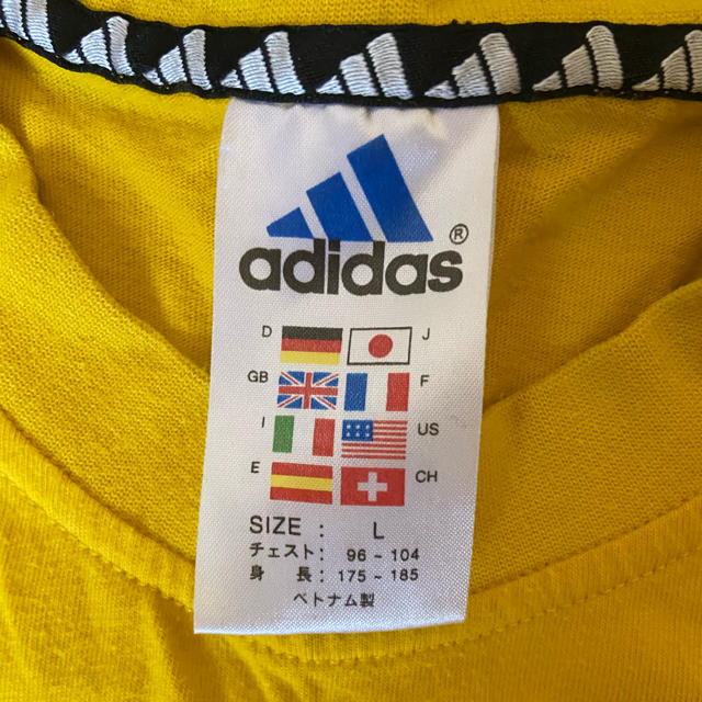 adidas(アディダス)の古着　adidas レディースTシャツ　黄色　L ¥777→¥690！ レディースのトップス(Tシャツ(半袖/袖なし))の商品写真