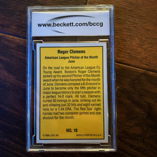 【送料込】クレメンス投手の証明書付きケース入り野球カード！Don1986#18