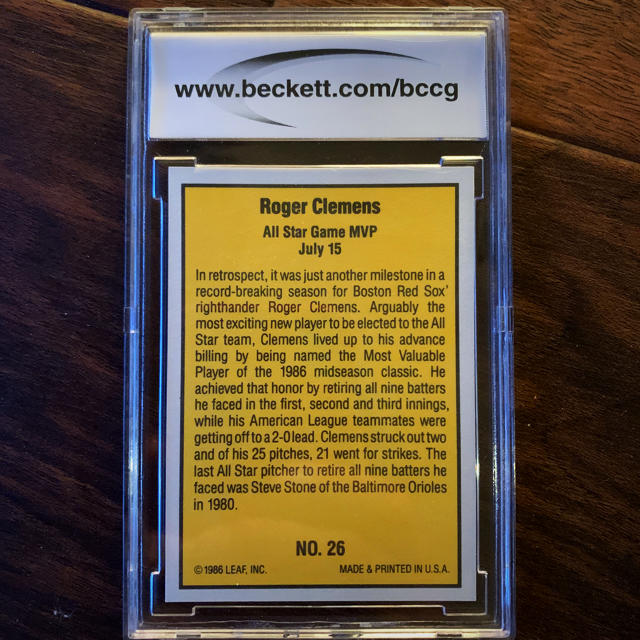 【送料込】クレメンス投手の証明書付きケース入り野球カード！Don1986#26 エンタメ/ホビーのトレーディングカード(シングルカード)の商品写真