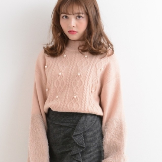 MAJESTIC LEGON(マジェスティックレゴン)の♡量産型♡マジスティックレゴン LEGON パール付きケーブルニット  レディースのトップス(ニット/セーター)の商品写真