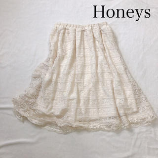 ハニーズ(HONEYS)のハニーズ⭐︎レーススカート ⭐︎総レース⭐︎オフホワイト⭐︎可愛い(ひざ丈スカート)