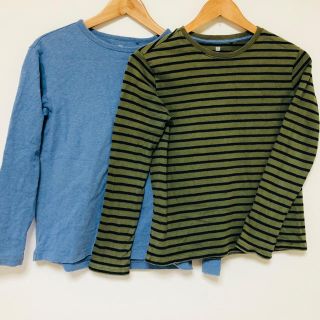 ユニクロ(UNIQLO)の【2枚セット】ボーダーキッズ 150 カットソー 長袖(その他)