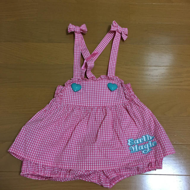 EARTHMAGIC(アースマジック)のアースマジック サロペット スカート リボン キッズ/ベビー/マタニティのキッズ服女の子用(90cm~)(ワンピース)の商品写真