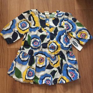 オールドネイビー(Old Navy)の新品 ☆ オールドネイビー 花柄 カットソー チュニック ワンピ 50 55(ワンピース)