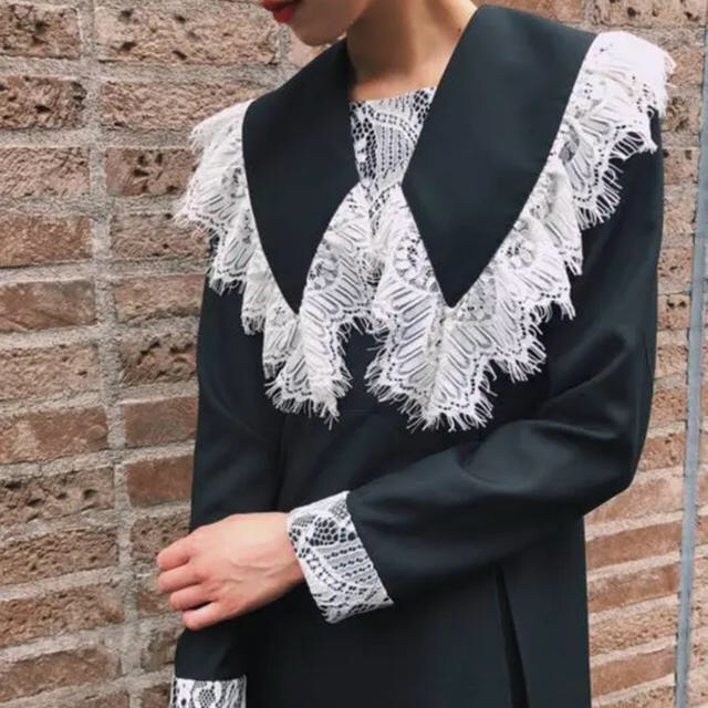 ブラック PAMEO POSE - PAMEO POSE . Big Collar Dress ビックカラー