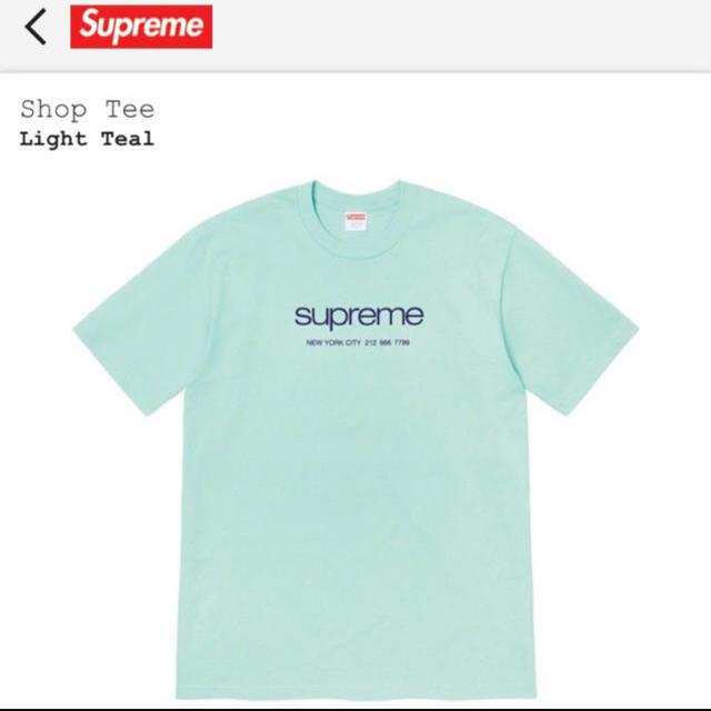 Supreme(シュプリーム)の Supreme Shop Tee Light Teal  sサイズ メンズのトップス(Tシャツ/カットソー(半袖/袖なし))の商品写真