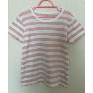 ムジルシリョウヒン(MUJI (無印良品))の無印良品　ボーダー Tシャツ　ピンク　サイズ130(Tシャツ/カットソー)