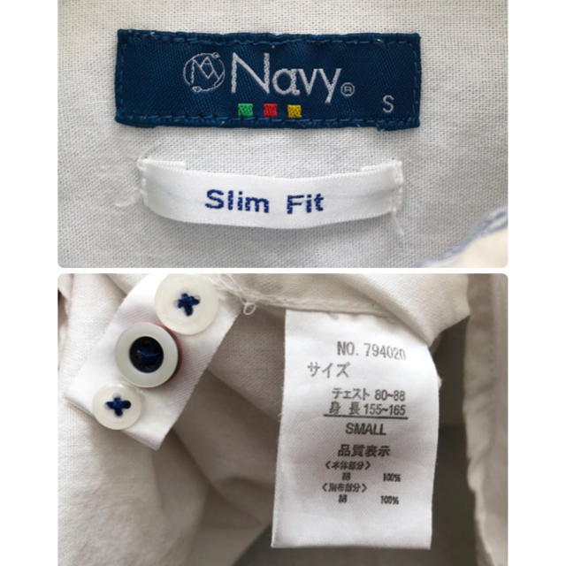 専用☆ メンズ　Navy 八分袖　コットンシャツ　Sサイズ メンズのトップス(シャツ)の商品写真