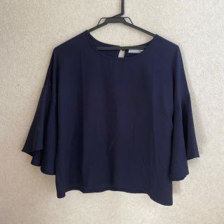 シェトワ(Chez toi)の［値下げ］ネイビー 5部袖トップス(カットソー(長袖/七分))