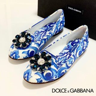 ドルチェアンドガッバーナ(DOLCE&GABBANA)の105 美品 ドルチェ&ガッバーナ ビジュー フラットシューズ(バレエシューズ)