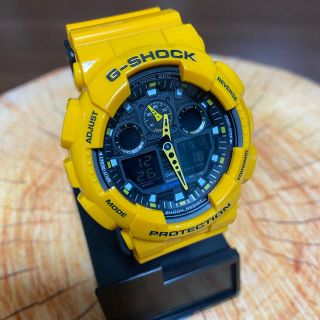 ジーショック(G-SHOCK)の美品 G-SHOCK GA-100A イエロー 電池新品 CASIO(腕時計(デジタル))