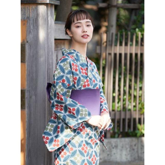 SEVENDAYS=SUNDAY - 花菱七宝柄浴衣 浴衣3点セット 花火大会 グリーン