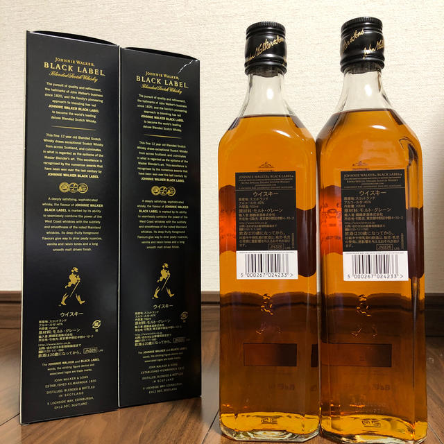 ウイスキー 2本 Johnny Walker Black label 12年 食品/飲料/酒の酒(ウイスキー)の商品写真