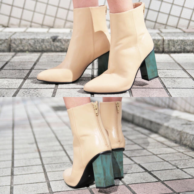 G.V.G.V.(ジーヴィジーヴィ)のg.v.g.v. leather marble heel ankle boots レディースの靴/シューズ(ブーツ)の商品写真