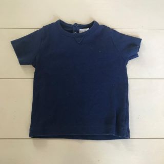 プチバトー(PETIT BATEAU)のプチバトーコットンベビーTシャツ80〜90ネイビー色無地(Ｔシャツ)