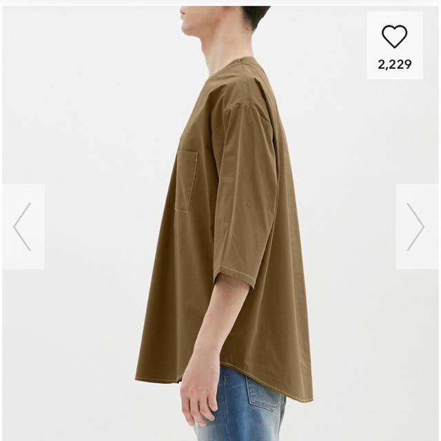 GU(ジーユー)のGU ビッグプルオーバーシャツ(7分袖)CS メンズ　サイズS メンズのトップス(シャツ)の商品写真