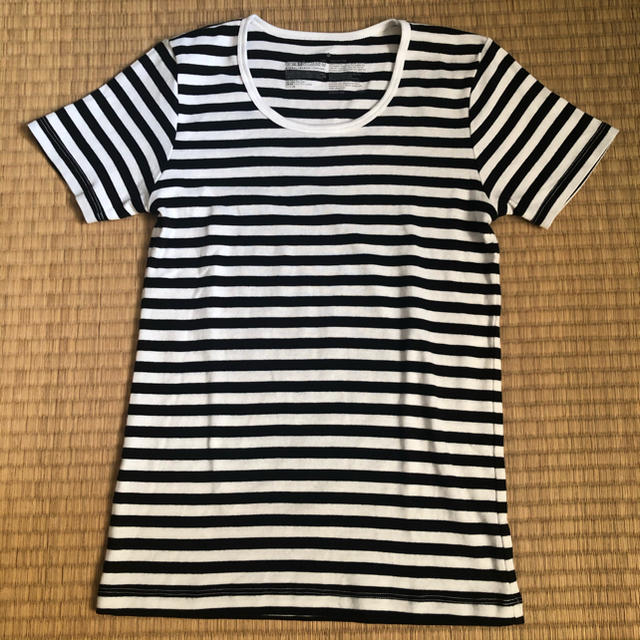 MUJI (無印良品)(ムジルシリョウヒン)の無印良品　ボーダー　半袖Tシャツ　S  黒白 レディースのトップス(Tシャツ(半袖/袖なし))の商品写真