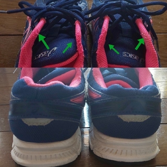 asics(アシックス)のasics☆21.5☆靴☆ネイビー＆ピンク キッズ/ベビー/マタニティのキッズ靴/シューズ(15cm~)(スニーカー)の商品写真