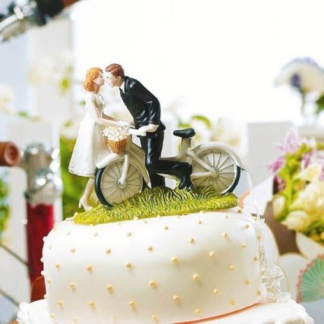 【カスミソウ様専用】ケーキトッパー 人形 自転車 Just Married ハンドメイドのウェディング(その他)の商品写真