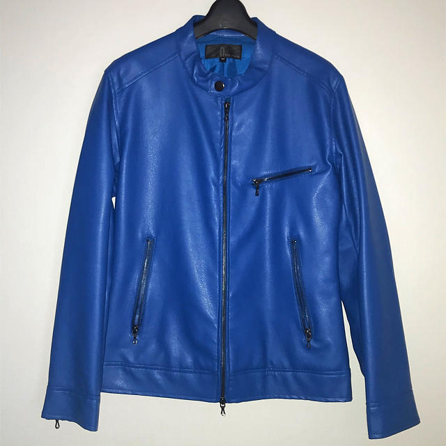 新品 ライダースジャケット レザージャケット ブルー 青 レザー
