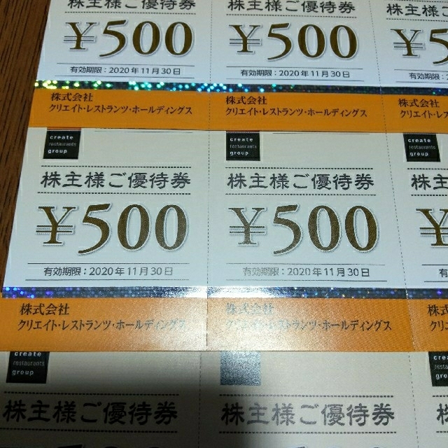 クリエイトレストランツ株主優待券(15枚) 7500円分の通販 by 0957毎日's shop｜ラクマ