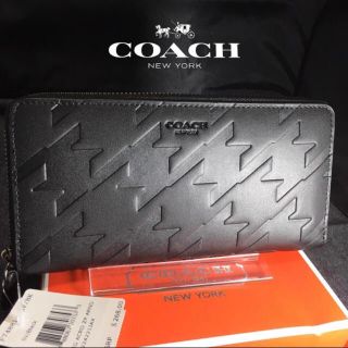 コーチ(COACH)のプレゼントにも❤️新品コーチ正規品 烏格子ハウンドトゥース ラウンドジップ長財布(長財布)