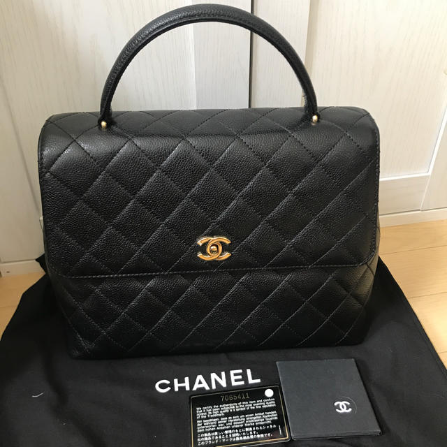 美品　CHANEL マトラッセ  キャビアスキン　ハンドバッグ  黒　ブラックショルダーバッグ