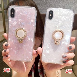 iPhoneX/XS  (ホワイト)リング付きスマホケース(iPhoneケース)