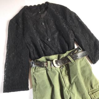 サンタモニカ(Santa Monica)のused レトロ 黒 総レース ブラウス 古着 ヴィンテージ vintage(シャツ/ブラウス(長袖/七分))