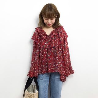 ザラ(ZARA)の新品 coca 花柄フリルブラウス(シャツ/ブラウス(長袖/七分))