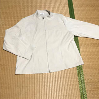 白　ジャケット　羽織り　5L(ノーカラージャケット)