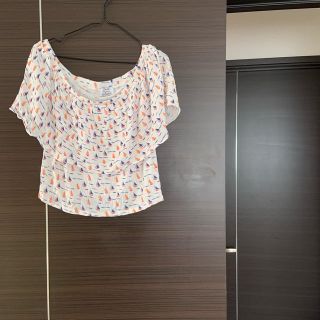 ザラ(ZARA)のZARA ヨット 船柄 短丈 オフショル tops(カットソー(半袖/袖なし))