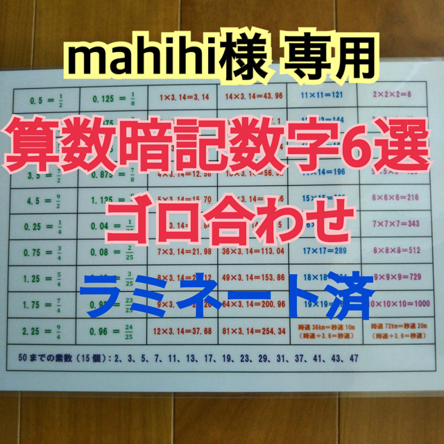 算数暗記数字6選 他2点