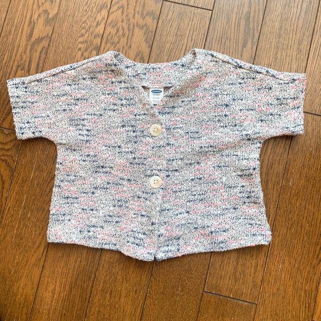 Old Navy(オールドネイビー)の(お値下しました)old navy 半袖 ツイード カーディガン 3-6m キッズ/ベビー/マタニティのベビー服(~85cm)(カーディガン/ボレロ)の商品写真