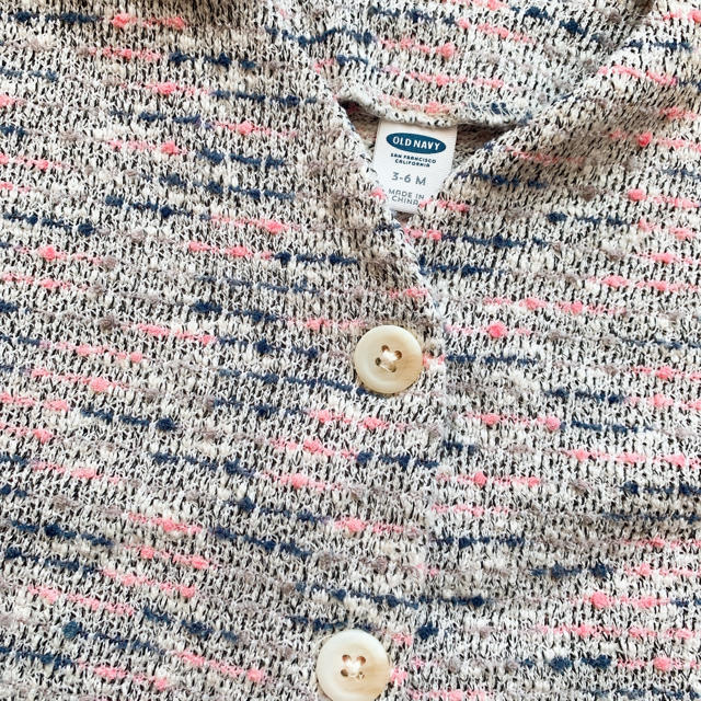 Old Navy(オールドネイビー)の(お値下しました)old navy 半袖 ツイード カーディガン 3-6m キッズ/ベビー/マタニティのベビー服(~85cm)(カーディガン/ボレロ)の商品写真