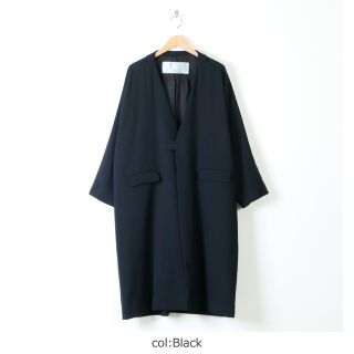 ドゥルカマラ(Dulcamara)のDulcamara(20SS)よそいきハーフカラーロングコート (black）(ステンカラーコート)