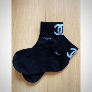 ブラック新品　未使用　CHANEL ソックス　ロゴ　レース