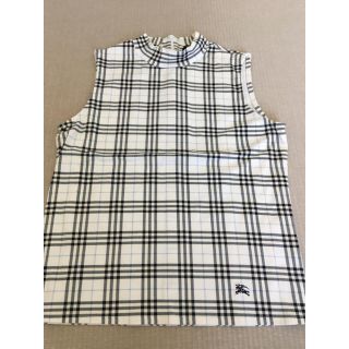 バーバリー(BURBERRY)のバーバリー　ノースリーブ　白　チェック　Tシャツ　カットソー　美品(カットソー(半袖/袖なし))