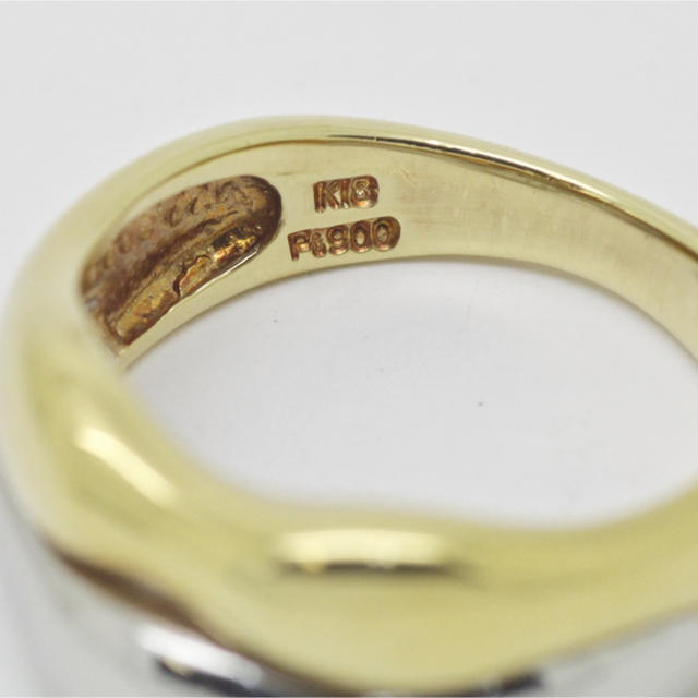 値下げ　K18YG イエローゴールド pt900プラチナリング レディースのアクセサリー(リング(指輪))の商品写真