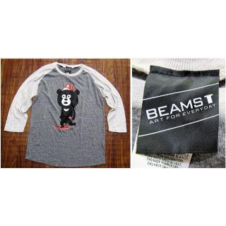 ビームス(BEAMS)の新品同然ビームスBEAMSスケボー＆ベアー★ベースボールTシャツ★ラグナン★L(Tシャツ/カットソー(七分/長袖))