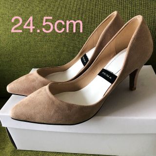 プレーンクロージング(PLAIN CLOTHING)の美品☆ポインテッドトゥヒールパンプス/ベージュ/24.5cm(ハイヒール/パンプス)