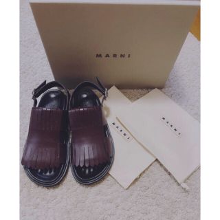 マルニ(Marni)の新品MARNI フリンジレザーサンダル40 マルニ(サンダル)