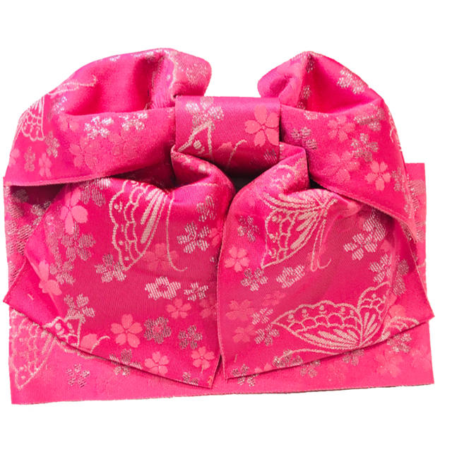 人気の贈り物が 【新品未使用】結び帯　簡単帯　作り帯　浴衣帯　ピンク　蝶　桜 浴衣帯