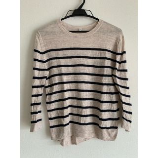 ムジルシリョウヒン(MUJI (無印良品))の麻素材　ボーダー7分丈Ｔシャツ(Tシャツ(長袖/七分))