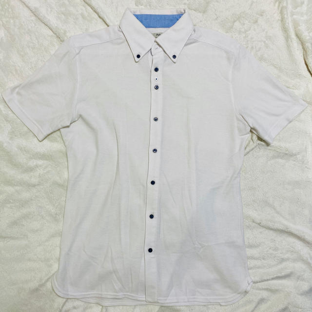 美品　綿ボタンダウンポロシャツ白 メンズのトップス(ポロシャツ)の商品写真