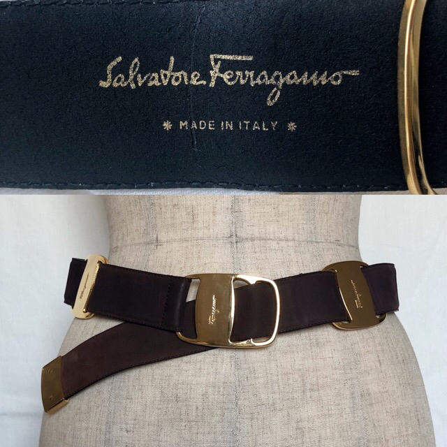 Salvatore Ferragamo(サルヴァトーレフェラガモ)のFerragamo used ヴァラプレート×レザーベルト レディースのファッション小物(ベルト)の商品写真