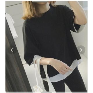 レイヤード風ビックTシャツ 新品タグ付き Mサイズ(Tシャツ(半袖/袖なし))